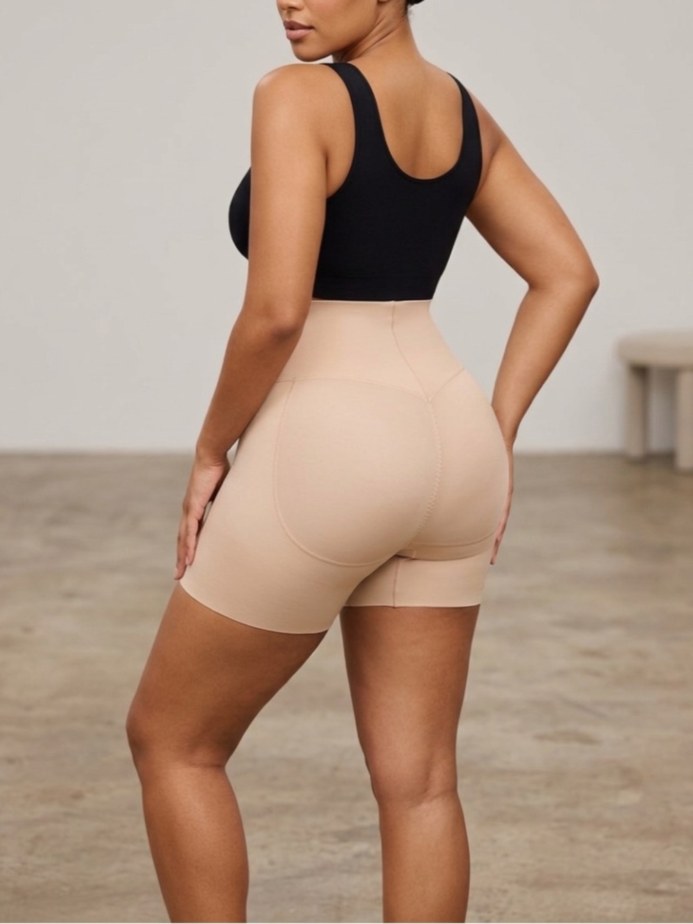 Jockey High-Waist Tummy Slimming Butt Lift Shaping Bike Shorts - Nude XL